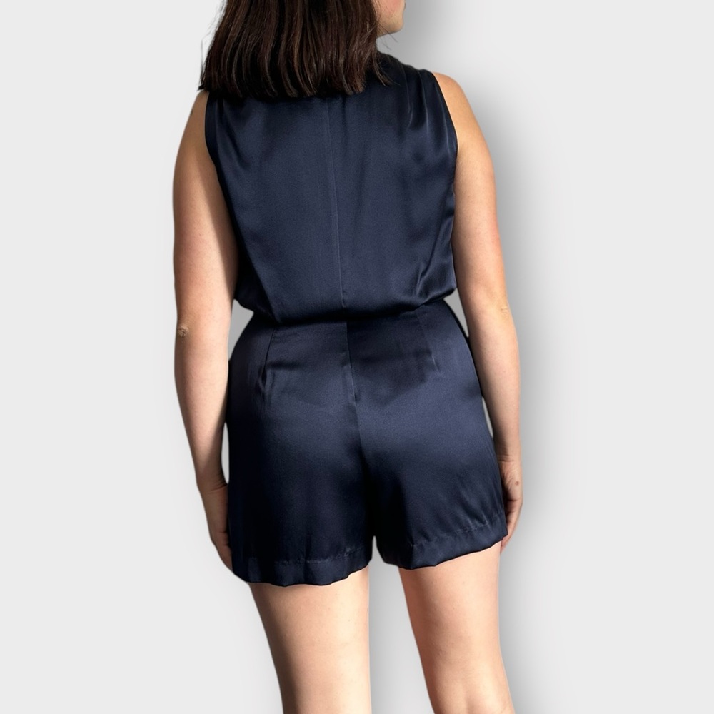 L’Agence Silk Navy Plunge Neckline Romper - Picture 4 of 7